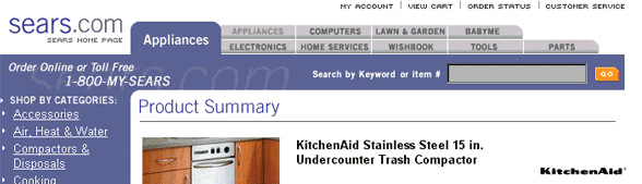 Sears' logo includes 'Home page'