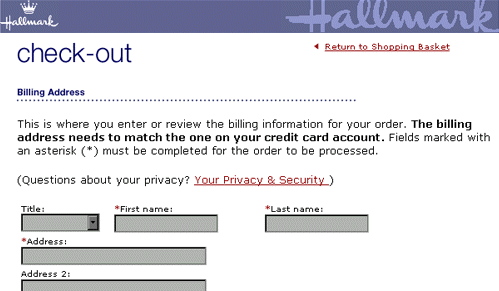 Hallmark's registration form includes privacy policy