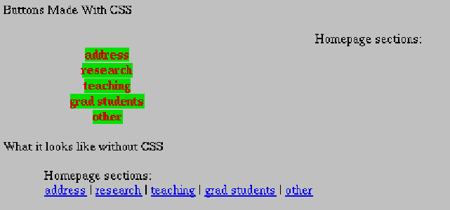 the CSS example using Netscape version 4