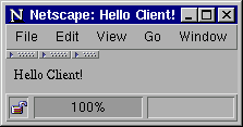 A browser window showing the text "Hello Client!"